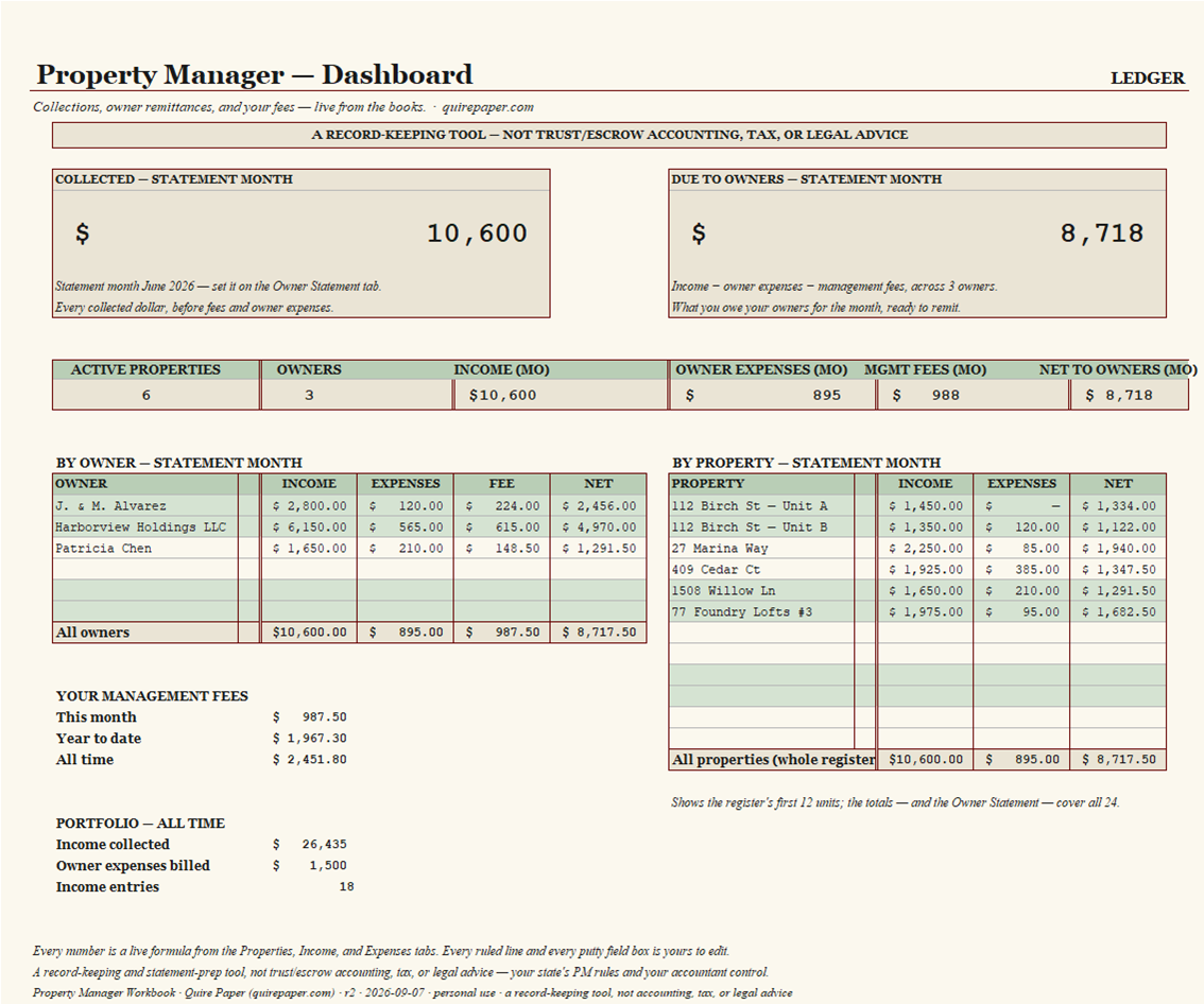 Property Manager Workbook — Owner Statements + Multi-Property Books — the file