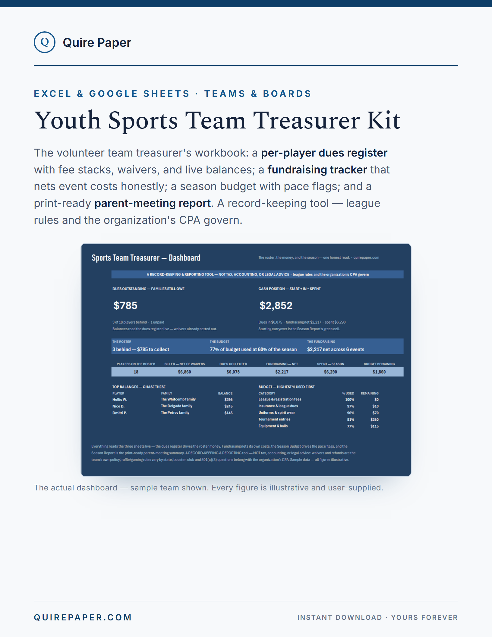 Youth Sports Team Treasurer Kit cover