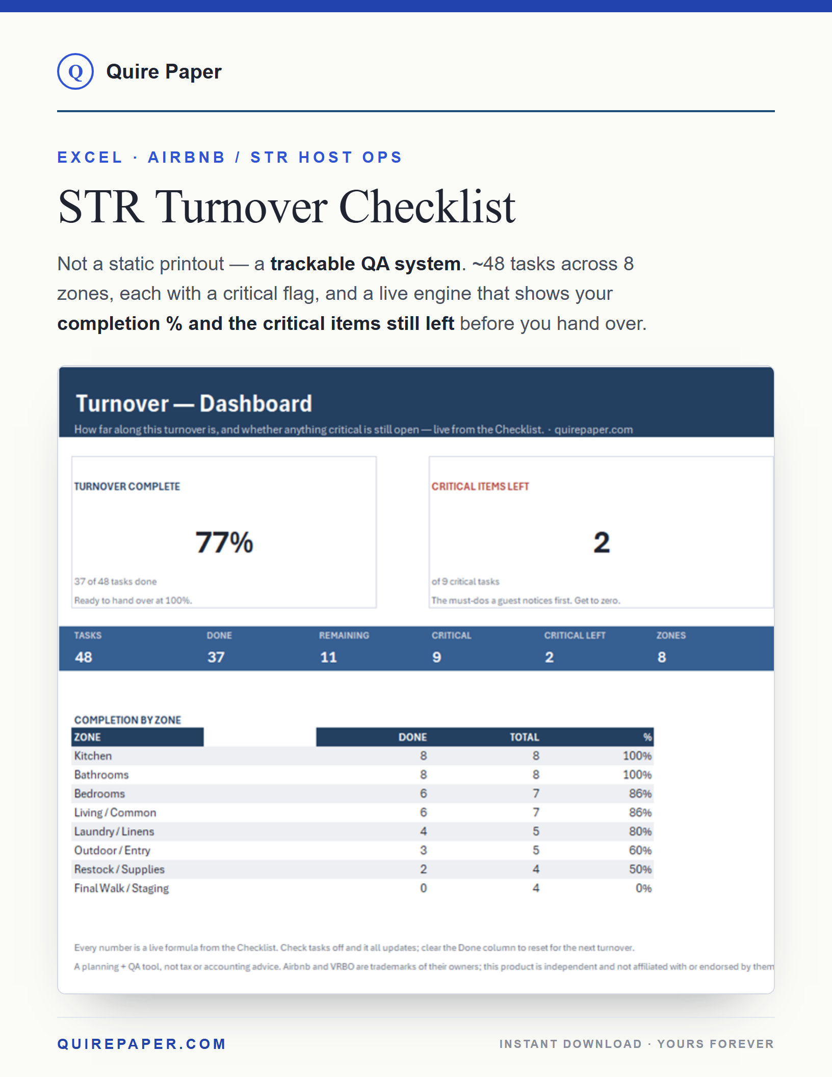STR Turnover Checklist cover